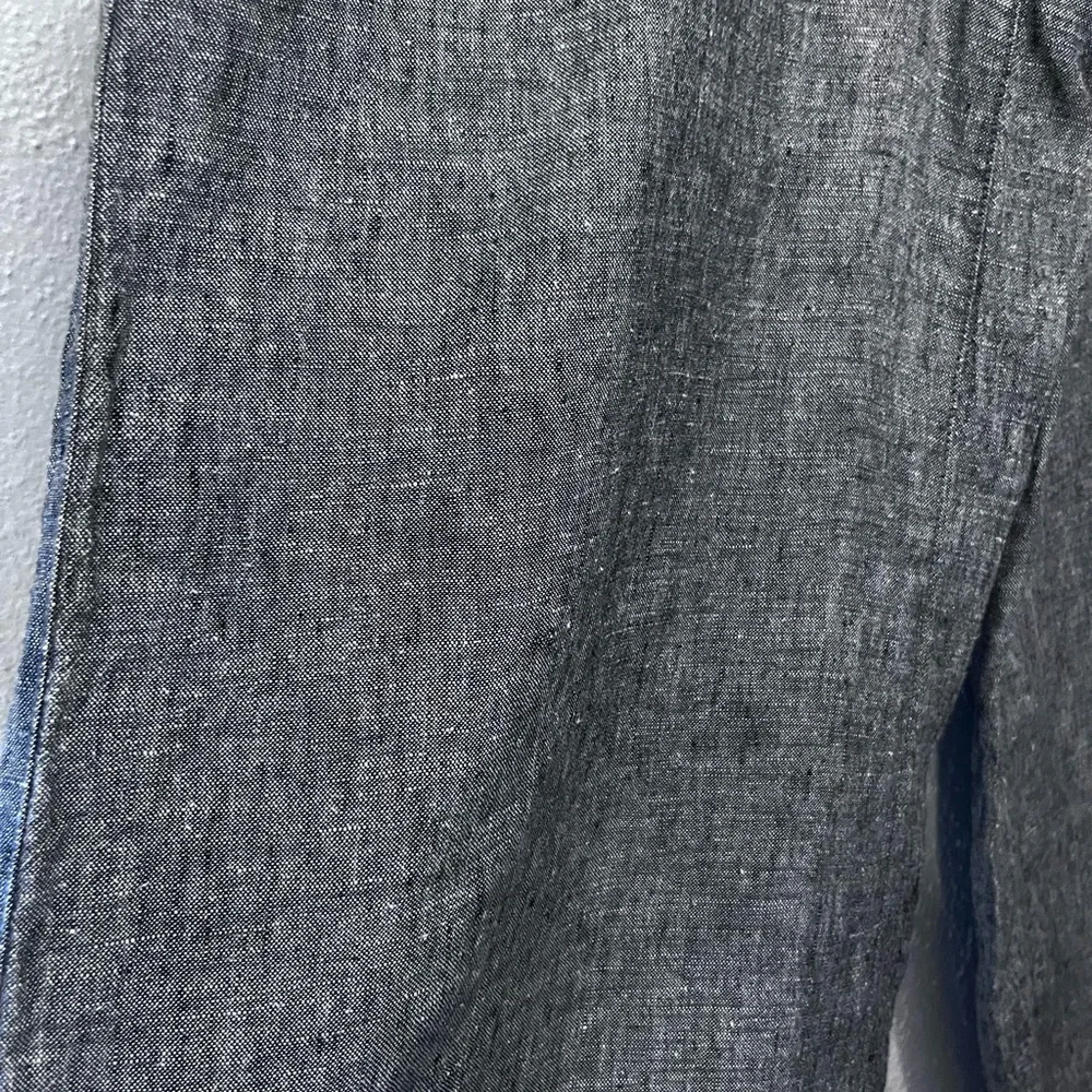 Catherine Malandrino Lagenlook Gray 100% Linen Wide Legs Elastic Waist Pants M